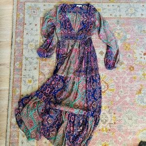 Paisley maxi dress with cinched waist